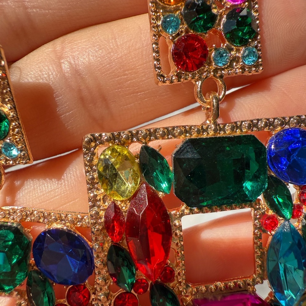 New! Multicolour Colourful Square Rhinestones Ear… - image 8